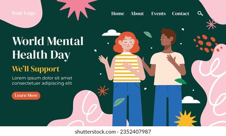 World Mental Health Day Background. Mental Health care concept. October 10. world mental health day awareness. Vector illustration. Poster, Banner, Flyer, Template. Social Media Post. Mental wellness.