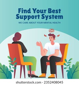 World Mental Health Day Background. Mental Health care concept. October 10. world mental health day awareness. Vector illustration. Poster, Banner, Flyer, Template. Social Media Post. Mental wellness.