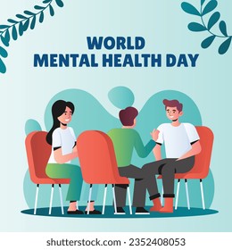 World Mental Health Day Background. Mental Health care concept. October 10. world mental health day awareness. Vector illustration. Poster, Banner, Flyer, Template. Social Media Post. Mental wellness.