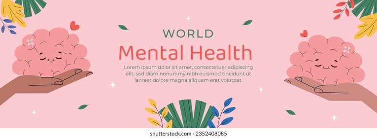 World Mental Health Day Background. Mental Health care concept. October 10. world mental health day awareness. Vector illustration. Poster, Banner, Flyer, Template. Social Media Post. Mental wellness.