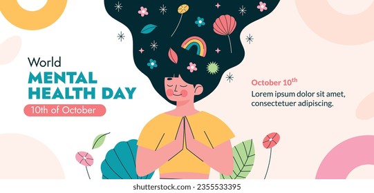 World Mental Health Day Background. Mental Health care concept. October 10. world mental health day awareness. Vector illustration. Poster, Banner, Flyer, Template. Social Media Post. Mental wellness.