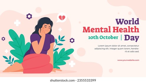 World Mental Health Day Background. Mental Health care concept. October 10. world mental health day awareness. Vector illustration. Poster, Banner, Flyer, Template. Social Media Post. Mental wellness.
