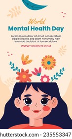 World Mental Health Day Background. Mental Health care concept. October 10. world mental health day awareness. Vector illustration. Poster, Banner, Flyer, Template. Social Media Post. Mental wellness.
