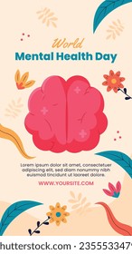 World Mental Health Day Background. Mental Health care concept. October 10. world mental health day awareness. Vector illustration. Poster, Banner, Flyer, Template. Social Media Post. Mental wellness.