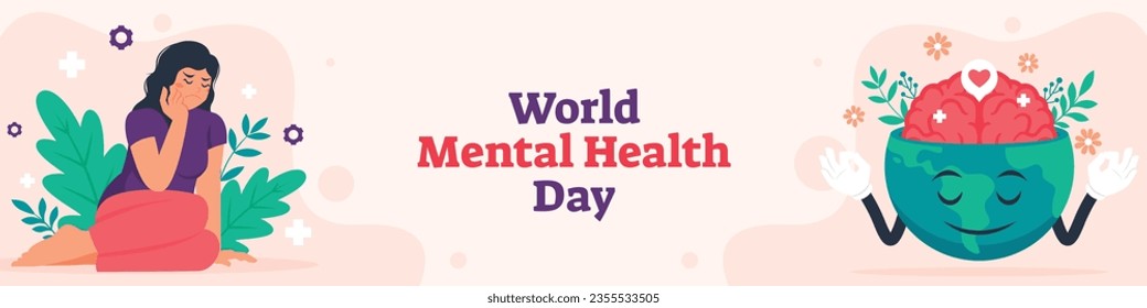 World Mental Health Day Background. Mental Health care concept. October 10. world mental health day awareness. Vector illustration. Poster, Banner, Flyer, Template. Social Media Post. Mental wellness.