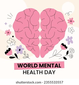 World Mental Health Day Background. Mental Health care concept. October 10. world mental health day awareness. Vector illustration. Poster, Banner, Flyer, Template. Social Media Post. Mental wellness.