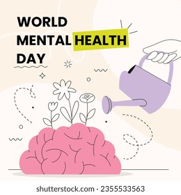 World Mental Health Day Background. Mental Health care concept. October 10. world mental health day awareness. Vector illustration. Poster, Banner, Flyer, Template. Social Media Post. Mental wellness.