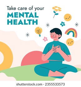 World Mental Health Day Background. Mental Health care concept. October 10. world mental health day awareness. Vector illustration. Poster, Banner, Flyer, Template. Social Media Post. Mental wellness.