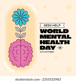 World Mental Health Day Background. Mental Health care concept. October 10. world mental health day awareness. Vector illustration. Poster, Banner, Flyer, Template. Social Media Post. Mental wellness.