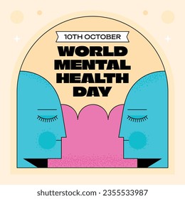 World Mental Health Day Background. Mental Health care concept. October 10. world mental health day awareness. Vector illustration. Poster, Banner, Flyer, Template. Social Media Post. Mental wellness.