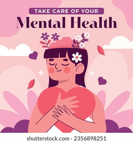 World Mental Health Day Background. Mental Health care concept. October 10. world mental health day awareness. Vector illustration. Poster, Banner, Flyer, Template. Social Media Post. Mental wellness.