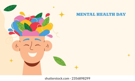 World Mental Health Day Background. Mental Health care concept. October 10. world mental health day awareness. Vector illustration. Poster, Banner, Flyer, Template. Social Media Post. Mental wellness.