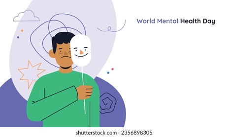 World Mental Health Day Background. Mental Health care concept. October 10. world mental health day awareness. Vector illustration. Poster, Banner, Flyer, Template. Social Media Post. Mental wellness.