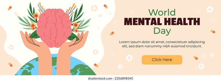 World Mental Health Day Background. Mental Health care concept. October 10. world mental health day awareness. Vector illustration. Poster, Banner, Flyer, Template. Social Media Post. Mental wellness.