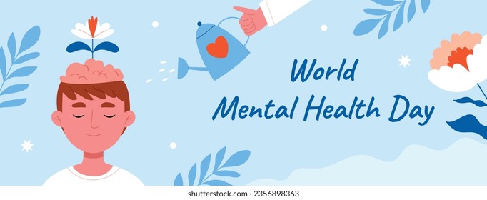 World Mental Health Day Background. Mental Health care concept. October 10. world mental health day awareness. Vector illustration. Poster, Banner, Flyer, Template. Social Media Post. Mental wellness.