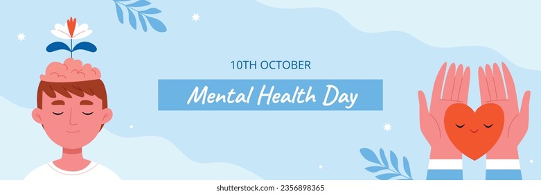 World Mental Health Day Background. Mental Health care concept. October 10. world mental health day awareness. Vector illustration. Poster, Banner, Flyer, Template. Social Media Post. Mental wellness.