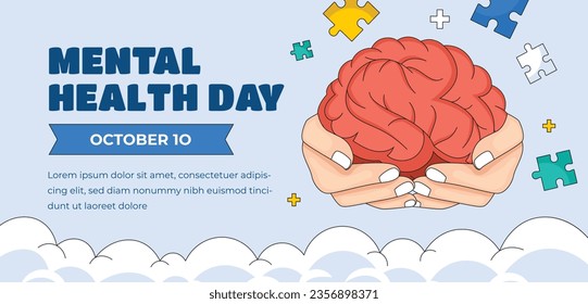 World Mental Health Day Background. Mental Health care concept. October 10. world mental health day awareness. Vector illustration. Poster, Banner, Flyer, Template. Social Media Post. Mental wellness.