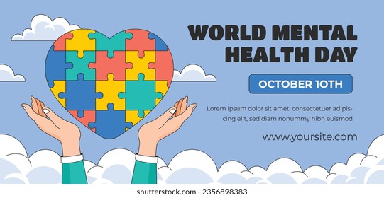 World Mental Health Day Background. Mental Health care concept. October 10. world mental health day awareness. Vector illustration. Poster, Banner, Flyer, Template. Social Media Post. Mental wellness.