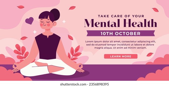 World Mental Health Day Background. Mental Health care concept. October 10. world mental health day awareness. Vector illustration. Poster, Banner, Flyer, Template. Social Media Post. Mental wellness.