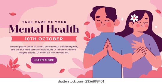 World Mental Health Day Background. Mental Health care concept. October 10. world mental health day awareness. Vector illustration. Poster, Banner, Flyer, Template. Social Media Post. Mental wellness.