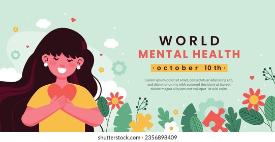 World Mental Health Day Background. Mental Health care concept. October 10. world mental health day awareness. Vector illustration. Poster, Banner, Flyer, Template. Social Media Post. Mental wellness.