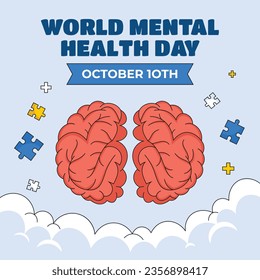 World Mental Health Day Background. Mental Health care concept. October 10. world mental health day awareness. Vector illustration. Poster, Banner, Flyer, Template. Social Media Post. Mental wellness.