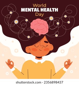 World Mental Health Day Background. Mental Health care concept. October 10. world mental health day awareness. Vector illustration. Poster, Banner, Flyer, Template. Social Media Post. Mental wellness.