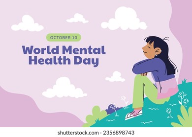 World Mental Health Day Background. Mental Health care concept. October 10. world mental health day awareness. Vector illustration. Poster, Banner, Flyer, Template. Social Media Post. Mental wellness.