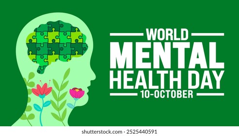 World Mental Health Day background or banner design template is observed every year in October. Holiday concept. Template for card, poster, placard, template. eps 10