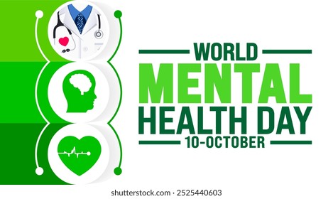 World Mental Health Day background or banner design template is observed every year in October. Holiday concept. Template for card, poster, placard, template. eps 10