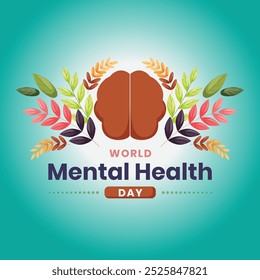 World Mental Health Day Background. Mental Health care concept. October 10. world mental health day awareness. Vector illustration. Poster, Banner, Flyer, Template. Social Media Post. Mental wellness.