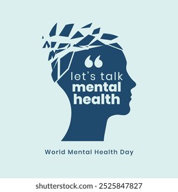 World Mental Health Day Background. Mental Health care concept. October 10. world mental health day awareness. Vector illustration. Poster, Banner, Flyer, Template. Social Media Post. Mental wellness.