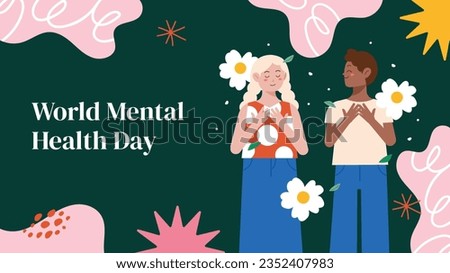 World Mental Health Day Background. Mental Health care concept. October 10. world mental health day awareness. Vector illustration. Poster, Banner, Flyer, Template. Social Media Post. Mental wellness.