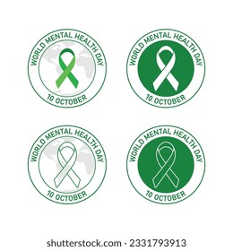 Diseño vectorial del conjunto de iconos de la placa del Día Mundial de la Salud Mental.