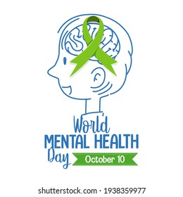 World Mental Health Day banner or logo isolated on white background illustration