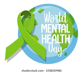 World Mental Health Day Banner Or Logo Isolated On White Background Illustration