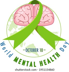 World Mental Health Day banner or logo isolated on white background illustration