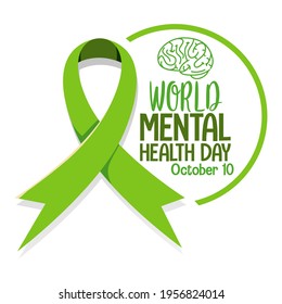 World Mental Health Day banner or logo isolated on white background illustration