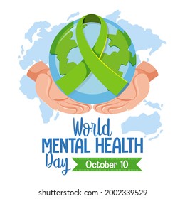 World Mental Health Day Banner Or Logo Isolated On White Background Illustration