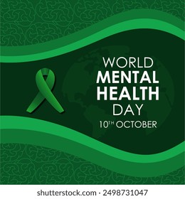 World Mental Health Day banner. Vector illustration Flyers promoting World Mental Health Day or associated events can utilize World Mental Health Day with ribbon and labyrinth pattern.