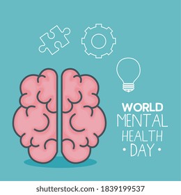 World Mental Health Day Brain Design Stock Vector (Royalty Free ...