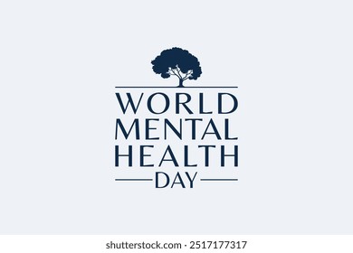 world mental health day with a combination of lettering and a brain-shaped tree. It is good for poster, campaign, banner, etc.
