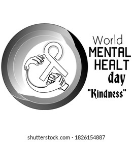 World Mental Health Day Concept By Showing Kindness, Holding The Shoulder And Holding The Depressed Person's Hand Tightly, Single Line, Isolated On White Background. Vector Illustration