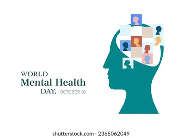 World Mental Health Day Concept Vector Illustration. Human brain positive