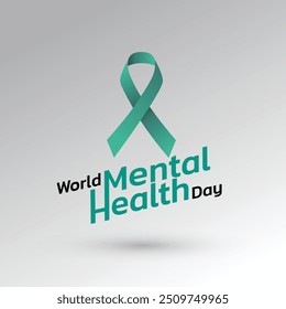 World Mental Health Day concept illustrate with the green ribbon that is the international symbol to become mental health awareness. Important day on 10 October.