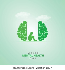 Día Mundial de la Salud Mental. Diseño creativo del Día de la Salud Mental para anuncios en redes sociales