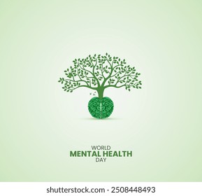 World mental health day, mental health creative design. Mental freedom concept design for banner, poster, 3d Illustration