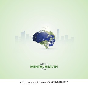 World mental health day, mental health creative design. Mental freedom concept design for banner, poster, 3d Illustration