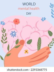 World Mental health day is a crucial part of overall well-being serves as. Mental illnesses can have significant impacts on emotions, thoughts, behaviors, and relationships. Vector.