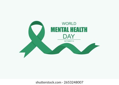 World Mental Health Day. World Mental Health Day design, with green ribbon sign.
